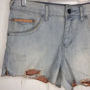 Free People Distressed Denim Shorts Light Wash thumbnail 4