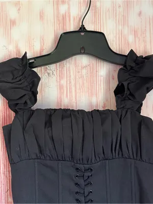 Princess Polly Black Gathered Front Lace Up Bustier Corset Crop Top Size 0 thumbnail 5