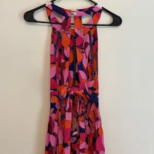Anthropologie‎ Abel The Label Charlotte halter maxi dress orange Blue Pink M thumbnail 9