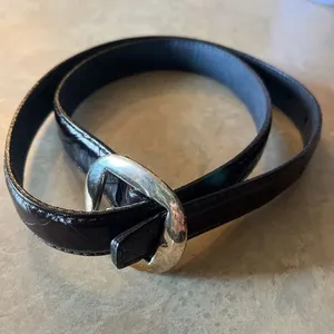 Vintage Brown Leather Belt Bohemian Women’s Size L Brass Buckle India 4002 thumbnail 1