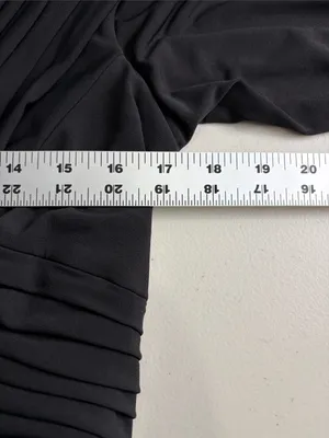 Vintage Tadashi Black Deep V Surplice‎ Silk Skirt Midi Dress 12 Y2K Formal thumbnail 12