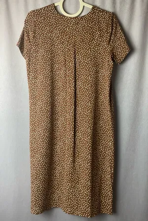 J Jill Brown Polka Dot Fall Autumn Cute Midi Dress Cottagecore boho xs thumbnail 1