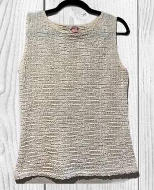 VTG Sleeveless Ruched Textured Tank Top Butter Yellow Coastal Beach‎ top size S thumbnail 1