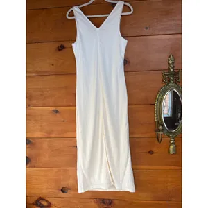 Lulus White Knit Sleeveless V-Neck Midi Bodycon Dress Neutral Fitted Wmns Size L thumbnail 2