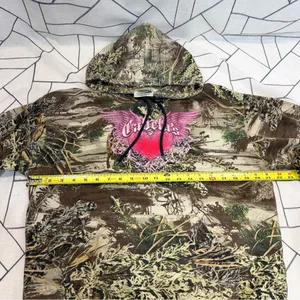 Y2K Cabelas Camo Hoodie Womens‎ Medium Green Advantage Max 1 Open Terrain Heart. thumbnail 8