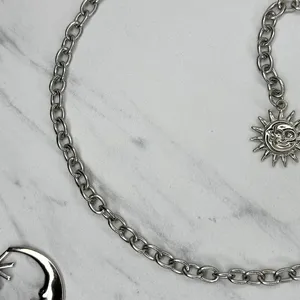 Draped Moon Star Silver Tone Chain Link Belt One Size (OS) ✨ thumbnail 11