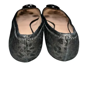 Tory Burch Reva Leopard Metallic Print Leather Ballet Flats Shoes size 7.5 thumbnail 3