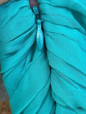Marley Teal Chiffon Ruched Mini Dress S Strapless Turquoise Party Y2K thumbnail 7