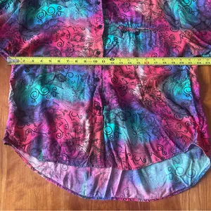 Vintage 90s Red Hot rayon funky boho button down Size Large Pink thumbnail 3