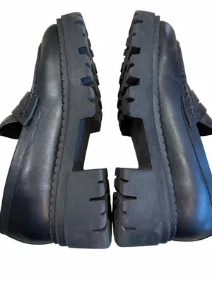 Free People Penny Loafers Size 37 Black Lyra Lug Sole Chunky Preppy Goth BTS thumbnail 6