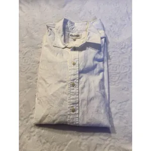 Madewell The Linen Blend Shirt Sz Medium White Button Up Classic Core Side Slit thumbnail 8