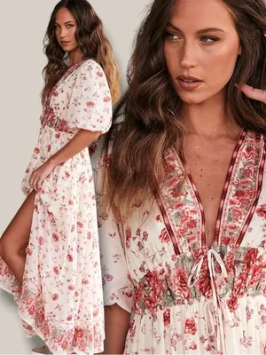 Free People Dainty Ethereal Cottage Floral Lysette Maxi Dress Medium Bohemian thumbnail 2