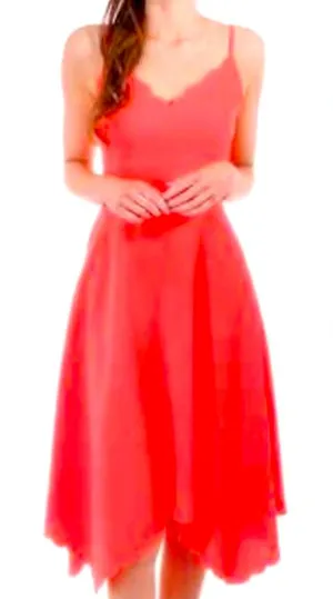 Ted Baker Autumn Wedding‎ Guest Asymmetric Hem Dress Coral Orange Sz 3 - US 8 thumbnail 1