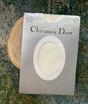 Christian Dior Vintage alabaster control top ultra sheer sandalfoot pantyhose thumbnail 1