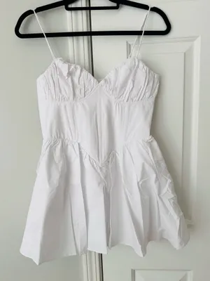 Good American Corset V-Neck Poplin Babydoll Mini Dress/Tunic, Size S thumbnail 7