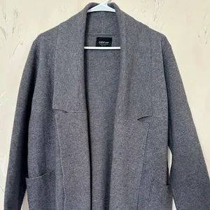 ZARA Long Knit Coat with Draped Neck thumbnail 2
