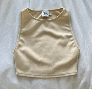 Princess Polly Beige Ribbed Crop Top thumbnail 1