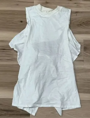 Anthropologie Kimchi Blue White Tie Back Ruffle Tank Top Women’s Small thumbnail 1