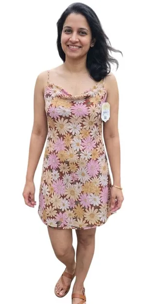 Altar'd State NWT Zaylie‎ Marsala Floral Cowl Neck Mini Slip Dress Small thumbnail 1