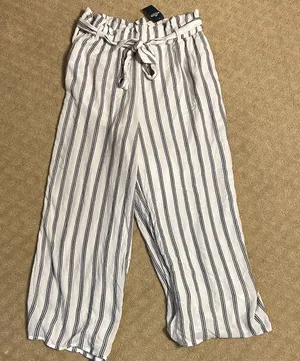 Hollister High Rise Striped Tie-Waist Pants, Medium NWT thumbnail 1