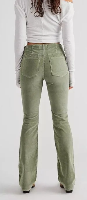 We The Free NWT Free People High Waisted Corduroy Pants Size 28 Green thumbnail 2