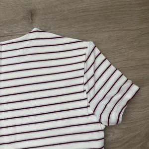Abercrombie and Fitch Double-Lined Baby Tee in Cream and Maroon Stripe thumbnail 5