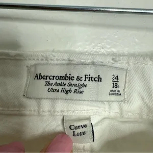 Abercrombie & Fitch Curve Love The Ankle‎ Straight Ultra High Rise White 34/18 thumbnail 7