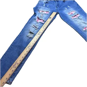 Distressed Heart Patch Jeans Cute Y2K Aesthetic Denim Ripped Straight Leg Pant M thumbnail 7
