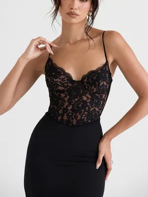 House of CB Cara Black Lace Corset Maxi Dress XL thumbnail 6