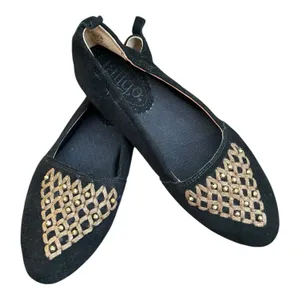 LATIGO Unity Suede Ballet Flats 7 Black Gold Studded Boho Comfort NWOT thumbnail 5