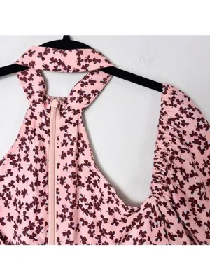 Alexis Loele Off The Shoulder Halter Mini Dress S Pink Clover Choker Draped thumbnail 10