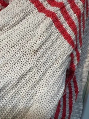 Aerie Women's Size XS Striped Pullover Sweater‎ Cream Red Stripes FLAWED thumbnail 7