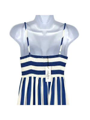 Urban Daizy Nautical Stripe Maxi Dress Blue White Tiered Sun Dress Medium NWT thumbnail 7