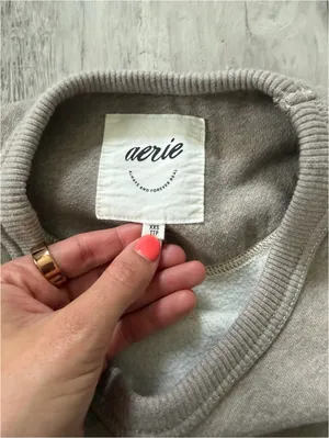Aerie Tres Chic Oversized Minimalistic Neutral Streetwear Crewneck size xxs thumbnail 11