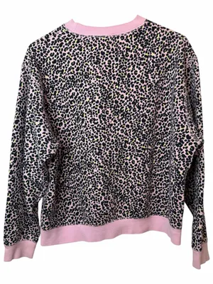 Nike Women's All Over Leopard Print Pink Crew Sweatshirt thumbnail 2