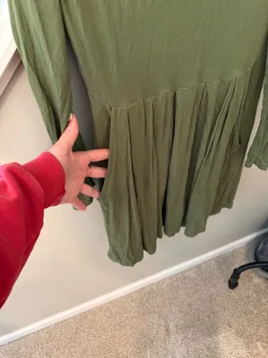army green long sleeve dress thumbnail 3