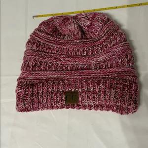 C.C Pink and White Knit Beanie thumbnail 4