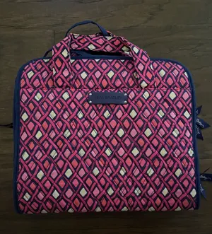 Vera Bradley Pink Navy Geometric Quilted Travel Tote thumbnail 1