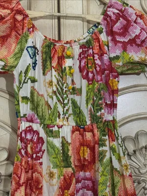 Farm Rio colorful tropical printed Macie Tiered Maxi Dress size XSMALL thumbnail 7