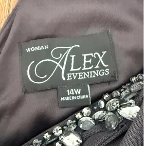 Alex Evenings Woman‎ Gray Embellished Ruched Gown Dress 14W Formal Wedding Guest thumbnail 8