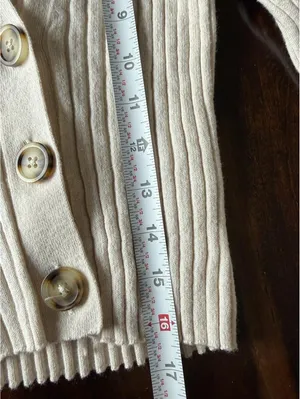Madewell Cream Ribbed Button Front Cropped Cardigan Sweater XXS thumbnail 8