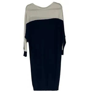 LAUREN RALPH LAUREN‎ Sweater Dress Med Blue Cream Colorblock Silk Quiet Luxury thumbnail 3
