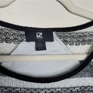 IZ Byer Black White Stripe Mixed Media Blouse Top Lace Knit Semi Sheer Size XL thumbnail 9