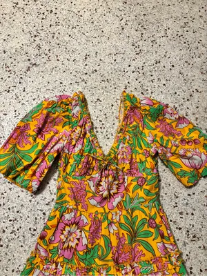 Love the Label Eloise Mini Dress in the "Betty Yellow Print" pattern thumbnail 3