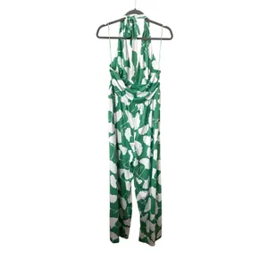 DIANE VON FURSTENBERG X TARGET Floral Halter Jumpsuit Ginkgo Green Large thumbnail 4