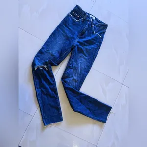 Pistola baggy jeans, dark denim, distressed high waist zip bottom size 23 thumbnail 5