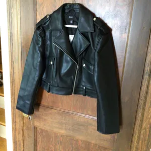 Nasty Gal Faux Leather Biker Jacket in Black sz 6 thumbnail 5