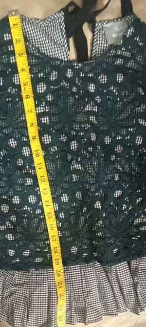 Maeve Anthropologie Gabriella Green Lace and Gingham Peplum Long Sleeve Top thumbnail 10