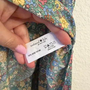 Natural Life Megan Dress M Smocked Ruffle Ditsy Floral Cottagecore Slit Green thumbnail 8