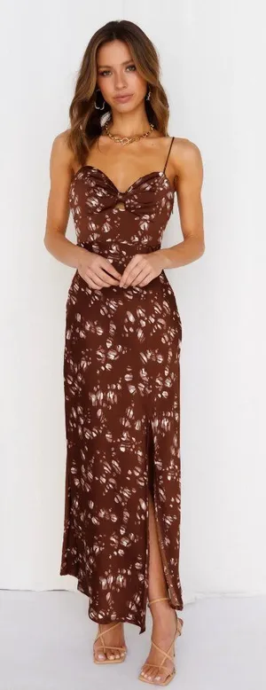 Hello Molly Gimme Whiplash Bustier Midi Dress Brown Party Cocktail Summer Size 4 thumbnail 1